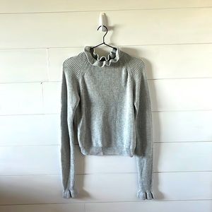 H&M gray ruffle collared turtleneck sweater